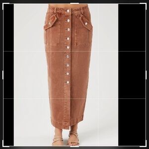 Button Front Cargo Medi Skirt